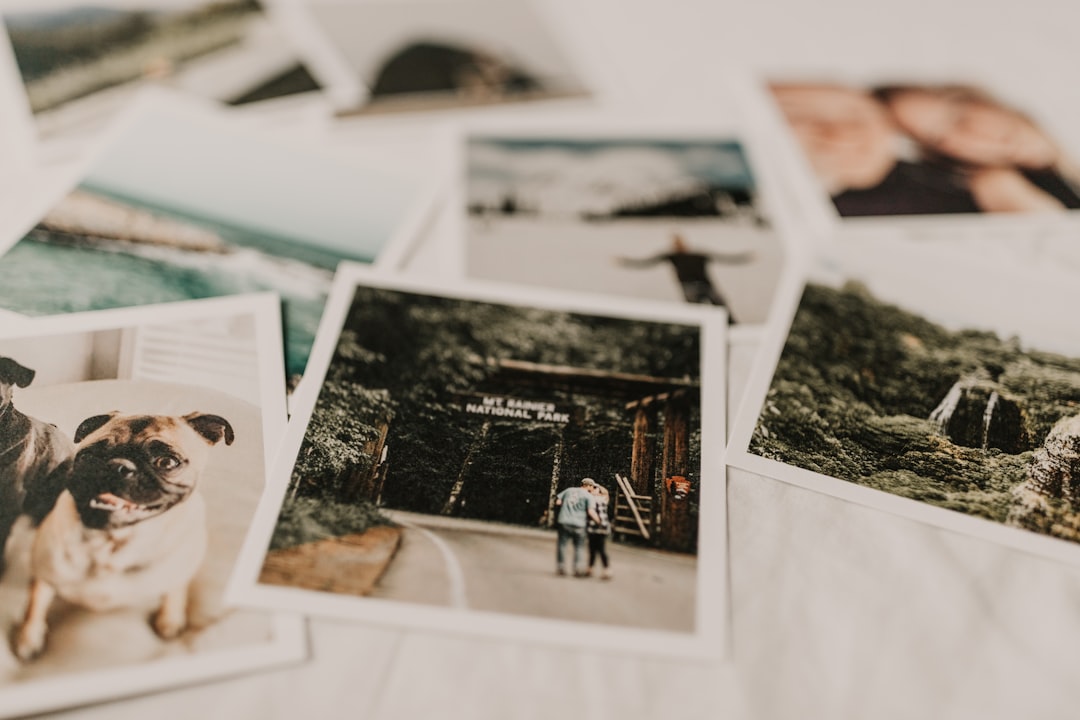 Een collage van familiefoto's aan de muur. Een collage van familiefoto's aan de muur.